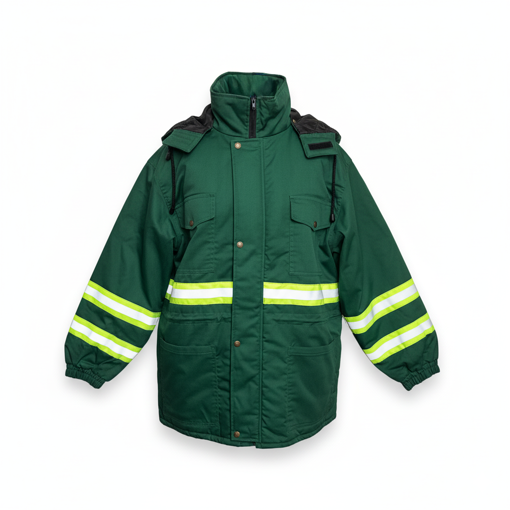 Kurtka ocieplana zielona z odblaskami
