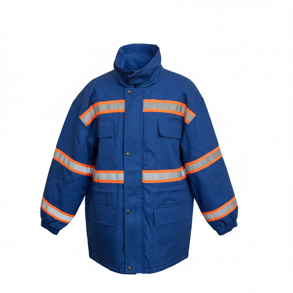 Kurtka ocieplana niebieska z odblaskami